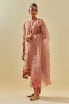 Shop_KORA_Pink Dupatta Silk Organza Applique Embellished Kalidar Salwar Set _Online_at_Aza_Fashions