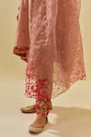 KORA_Pink Dupatta Silk Organza Applique Embellished Kalidar Salwar Set _at_Aza_Fashions