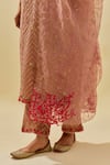 Buy_KORA_Pink Dupatta Silk Organza Sequin Chevron Embellished Kurta Pant Set _Online_at_Aza_Fashions