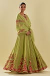 Buy_KORA_Green Blouse And Lehengatissue Chanderi Floral Applique Embellished Lehenga Set _Online_at_Aza_Fashions