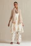 Buy_Upavita_Off White Kurta Cotton Chanderi Hand Block Floral Print A-line Short Set _at_Aza_Fashions