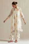 Buy_Upavita_Off White Kurta Cotton Chanderi Hand Block Floral Print A-line Short Set _Online_at_Aza_Fashions