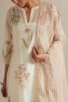 Buy_Upavita_Off White Kurta Cotton Chanderi Hand Block Floral Kurta Print Straight Set 