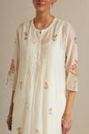 Upavita_Off White Kurta Cotton Chanderi Hand Block Floral Print Straight Pant Set _at_Aza_Fashions