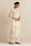 Buy_Upavita_Off White Kurta Cotton Chanderi Hand Block Floral Kurta Round Print Pant Set _Online_at_Aza_Fashions