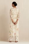 Shop_Upavita_Off White Kurta Cotton Chanderi Hand Block Floral Kurta Round Print Pant Set _at_Aza_Fashions