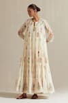 Shop_Upavita_Off White Anarkali Cotton Chanderi Hand Block Floral Print Multi-tiered Set _at_Aza_Fashions