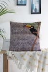 Buy_Mid July Home_White Velvet Hornbill Bird Printed Tie-dye Inspired Cushion Cover_at_Aza_Fashions