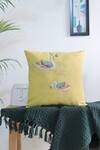 Mid July Home_Yellow Cotton Beads, Tassels, Hand Embroidered Cushion Covers - Set Of 3_Online_at_Aza_Fashions