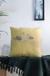 Buy_Mid July Home_Yellow Cotton Beads, Tassels, Hand Embroidered Cushion Covers - Set Of 3_Online_at_Aza_Fashions