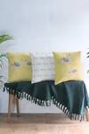 Shop_Mid July Home_Yellow Cotton Beads, Tassels, Hand Embroidered Cushion Covers - Set Of 3_Online_at_Aza_Fashions