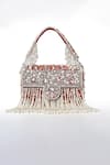 Shop_House Of Webhin_Orange Pearls Rustic Tassel Treasure Box Clutch _at_Aza_Fashions