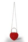 House Of Webhin_Red Cut Work Heartbeat Cutdana Embellished Clutch _Online_at_Aza_Fashions