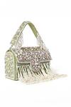 House Of Webhin_Green Studs, Stones, Sequins Tasseled Box Clutch _Online_at_Aza_Fashions