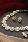 Swabhimann_Silver Plated Diamonds, Stones Polki Studded Blossom Necklace Set _Online_at_Aza_Fashions