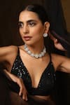 Buy_Swabhimann_Silver Plated Diamonds, Stones Polki Studded Blossom Necklace Set _at_Aza_Fashions