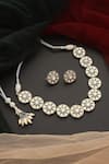 Shop_Swabhimann_Silver Plated Diamonds, Stones Polki Studded Blossom Necklace Set _at_Aza_Fashions
