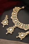 Swabhimann_Gold Plated Stones, Zari Kundan Studded Necklace Set _Online_at_Aza_Fashions