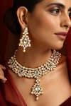 Shop_Swabhimann_Gold Plated Stones, Zari Kundan Studded Necklace Set _Online_at_Aza_Fashions