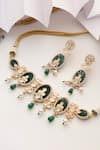 Swabhimann_Green Stones, Beads Floral Studded Choker Necklace Set _Online_at_Aza_Fashions