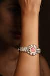Swabhimann_Pink Crystals Kundan Embellished Bracelet _Online_at_Aza_Fashions