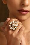 Shop_Swabhimann_Gold Plated Stones Kundan Work Ring _Online_at_Aza_Fashions