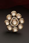 Shop_Swabhimann_Gold Plated Stones Kundan Work Ring _at_Aza_Fashions