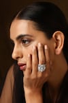 Buy_SWABHIMANN_White Zircon Geometric Embellished Ring_at_Aza_Fashions