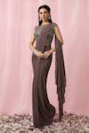 Buy_Alaya Advani_Pink Saree Imported Korean Silk Pre-draped With Cutdana Embellished Blouse_at_Aza_Fashions