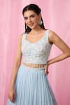 Buy_Alaya Advani_Blue Lehenga Georgette Embroidered Sequin Sweetheart Embellished Pleated Set _Online_at_Aza_Fashions