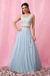 Buy_Alaya Advani_Blue Lehenga Georgette Embroidered Sequin Sweetheart Embellished Pleated Set _Online