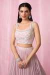 Alaya Advani_Pink Lehenga Georgette Embroidered Sequin Square Embellished Set _Online_at_Aza_Fashions