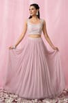 Shop_Alaya Advani_Pink Lehenga Georgette Embroidered Sequin Square Embellished Set 