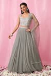 Buy_Alaya Advani_Grey Lehenga Georgette Embroidered Sequin Square Set _at_Aza_Fashions