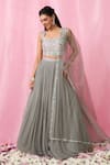 Alaya Advani_Grey Lehenga Georgette Embroidered Sequin Square Set _Online_at_Aza_Fashions