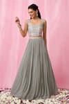 Shop_Alaya Advani_Grey Lehenga Georgette Embroidered Sequin Square Set 