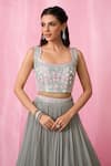 Alaya Advani_Grey Lehenga Georgette Embroidered Sequin Square Set _Online