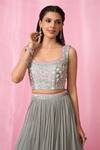 Buy_Alaya Advani_Grey Lehenga Georgette Embroidered Sequin Square Set _Online