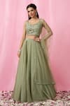 Buy_Alaya Advani_Green Lehenga Organza Embellished Sequin Sweetheart Embroidered Set _at_Aza_Fashions