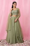 Buy_Alaya Advani_Green Lehenga Organza Embellished Sequin Sweetheart Embroidered Set _Online_at_Aza_Fashions