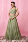 Buy_Alaya Advani_Green Lehenga Organza Embellished Sequin Sweetheart Embroidered Set 