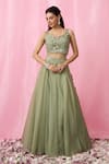 Shop_Alaya Advani_Green Lehenga Organza Embellished Sequin Sweetheart Embroidered Set 