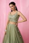 Buy_Alaya Advani_Green Lehenga Organza Embellished Sequin Sweetheart Embroidered Set _Online