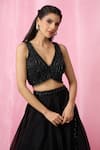 Buy_Alaya Advani_Black Lehenga Organza Embellished Sequin V Neck Bead Set _Online