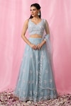 Alaya Advani_Sky Blue Blouse And Dupatta Net Embroidered Cutdana Floral Booti Lehenga Set_at_Aza_Fashions