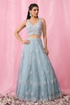 Shop_Alaya Advani_Sky Blue Blouse And Dupatta Net Embroidered Cutdana Floral Booti Lehenga Set