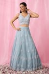 Alaya Advani_Sky Blue Blouse And Dupatta Net Embroidered Cutdana Floral Booti Lehenga Set_Online