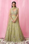 Alaya Advani_Green Blouse And Dupatta Net Hand Work Cutdana Leaf Floral Booti Lehenga Set _at_Aza_Fashions