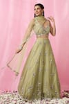 Buy_Alaya Advani_Green Blouse And Dupatta Net Hand Work Cutdana Leaf Floral Booti Lehenga Set 