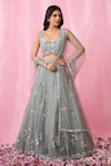 Buy_Alaya Advani_Grey Blouse And Dupatta Net Embroidered Sequin Floral Booti Hand Work Lehenga Set_at_Aza_Fashions